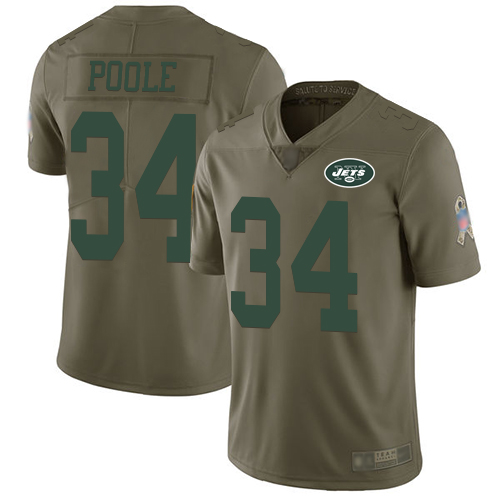 New York Jets Limited Olive Youth Brian Poole Jersey NFL Football #34 2017 Salute to Service->youth nfl jersey->Youth Jersey